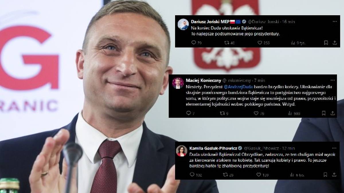 "Jak zaczął, tak kończy - żałośnie". Politycy ostro o ułaskawieniu Bąkiewicza przez Andrzej Dudę